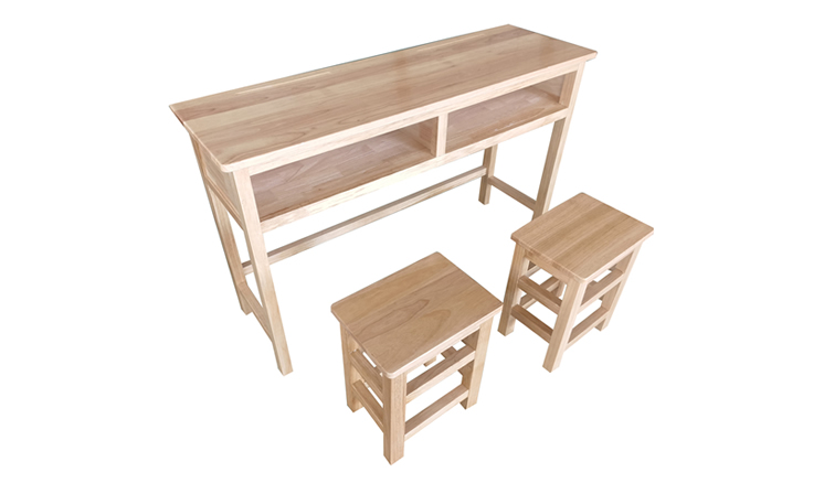 儿童学生桌椅实木双人桌椅套装辅导培训班带靠背学习课桌椅